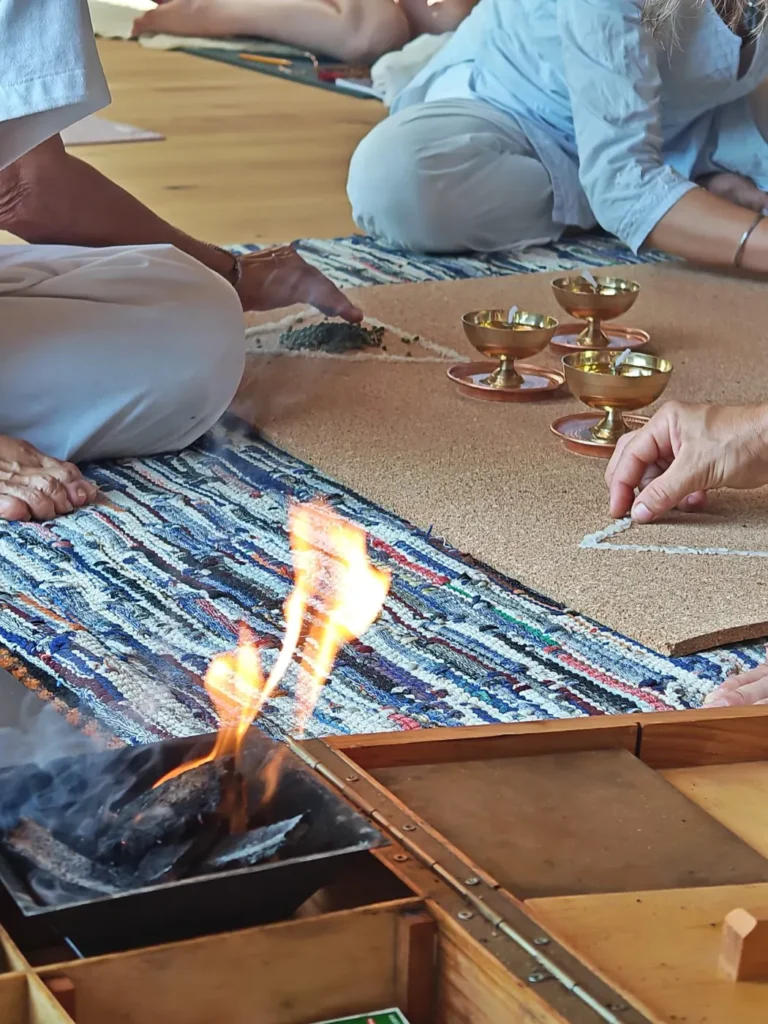 Yantra and fire ritual during a retreat