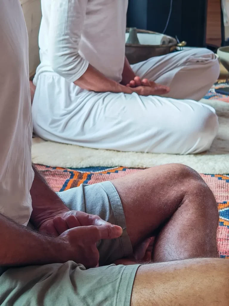 Hands resting in meditation